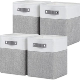 Voten Storage Bins 11x11'' Storage Cubes 3 Packs For 12x12'' Cube Organizer  Toy Storage,cotton Round Storage Baskets,mix Grey