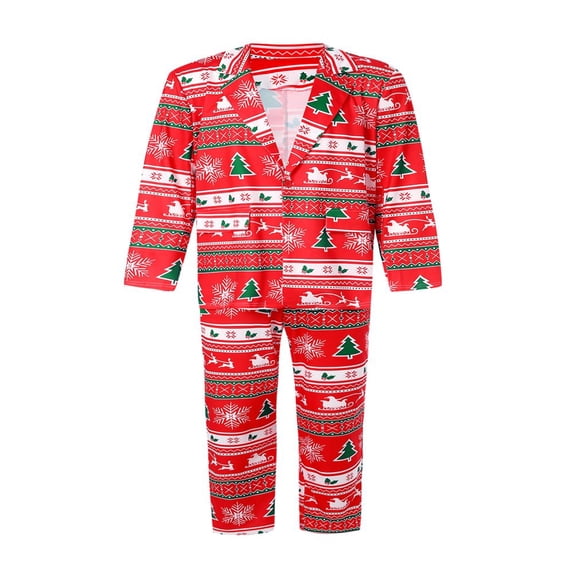 FNNMNNR Family Parent-child Blazer Sets Christmas Long Sleeve Coat Trousers