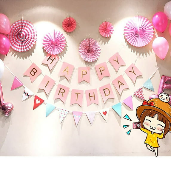 FNNMNNR Fiesta Party Decorations - 20pcs Colorful Mexican Themed Hanging Paper Fans, Fiesta Bunting and Tissue Paper Streamers for Birthday, Festival, and Rainbow Parties Pink