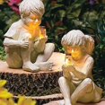 thumbnail image 1 of FNNMNNR Garden Statue Boy and Girl Holding Solar Firefly Jar Figure Sculpture for Garden Yard Outdoor Decoration, 1 of 7
