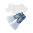 thumbnail image 1 of FNNMNNR Girl Short Sleeve Tops Denim Shorts Floral Lace Up Ruffle Shirt, 1 of 6