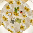 thumbnail image 1 of FNNMNNR Indoor Outdoor Patio Round Fitted Vinyl Tablecloth Flannel Backing Elastic Edge Waterproof Plastic Table Cover Sunflowers Pattern for 6-Seat Table of 45-56’’ Diameter, 1 of 9