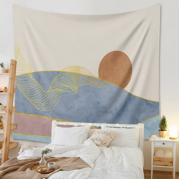 FNNMNNR Ins Style Moon Sun Tapestry Simple Mountain Wall Decoration for Home Bedroom Living Room - 100*150CM