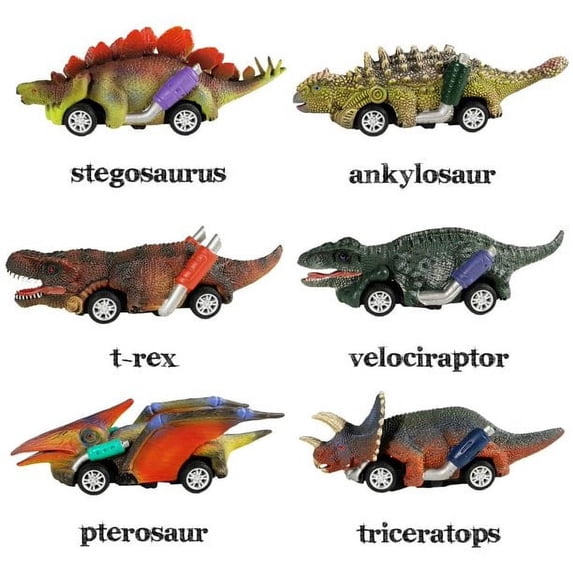 FNNMNNR Kids Dinosaur Toys Pull Back Cars, 6PCS Dinosaur Toys for 2 3 4 5 Year Old Boys Girls, Boy Toys for 3-5 Years Old, Dinosaur Car Toy Set, Kids Christmas Birthday Gift