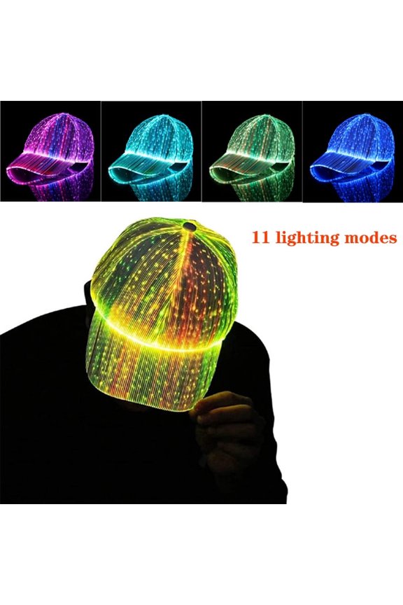 LED Peaked Cap Breathable USB Fiber Optic Sunshade Baseball Cap