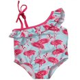 thumbnail image 1 of FNNMNNR Little Girls Swimwear Sleeveless Flamingo Ruffle Straps Tie Swimwear, 1 of 5
