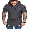 thumbnail image 1 of FNNMNNR Men Solid Slub Cotton Short Sleeve Slim Fit Hooded T Shirt, 1 of 5