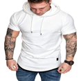 thumbnail image 1 of FNNMNNR Men Solid Slub Cotton Short Sleeve Slim Fit Hooded T Shirt, 1 of 5