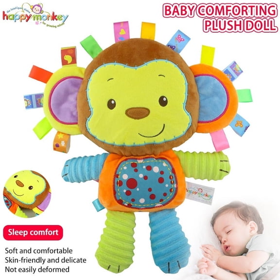 FNNMNNR Monkey/Tlephant Taggie Activity Blanket and Sensory Toy Baby Gifts for Newborns Baby,Infant,Lovey Soft Toy - Clam Down and Play Your Baby, Baby taggy Toy