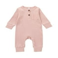 thumbnail image 1 of FNNMNNR Newborn Baby Girl Boy Jumpsuit 5 Colors Solid Color Long Sleeve Knitted Romper Clothes Light Blue 9-12 Months, 1 of 6