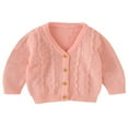 thumbnail image 1 of FNNMNNR Newborn Infant Baby Girls Cardigan Sweater Long Sleeve Button Down Knitted Outwear Fall Winter Clothes Light Purple 0-3 Months, 1 of 8