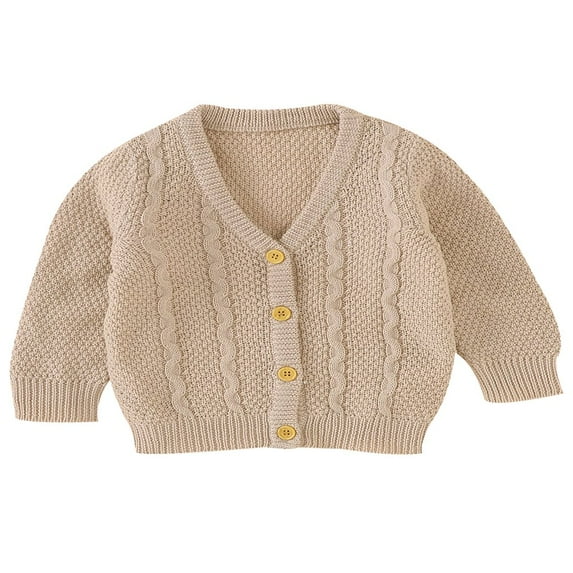 FNNMNNR Newborn Infant Baby Girls Cardigan Sweater Long Sleeve Button Down Knitted Outwear Fall Winter Clothes Light Purple 0-3 Months