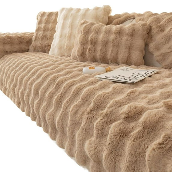 FNNMNNR Rabbit Plush Sofa Cushion/Pillowcase Non-Slip Comfortable to Touch Cover for Living Room Furniture Protector