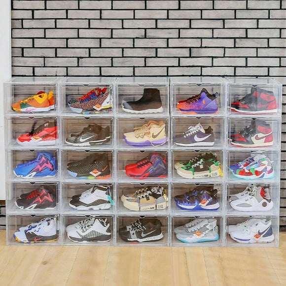 FNNMNNR Shoe Display Boxes with Lids Stackable Sneaker Storage Boxes Case, Large Shoe Containers Pack of 1, Magnetic Side Open