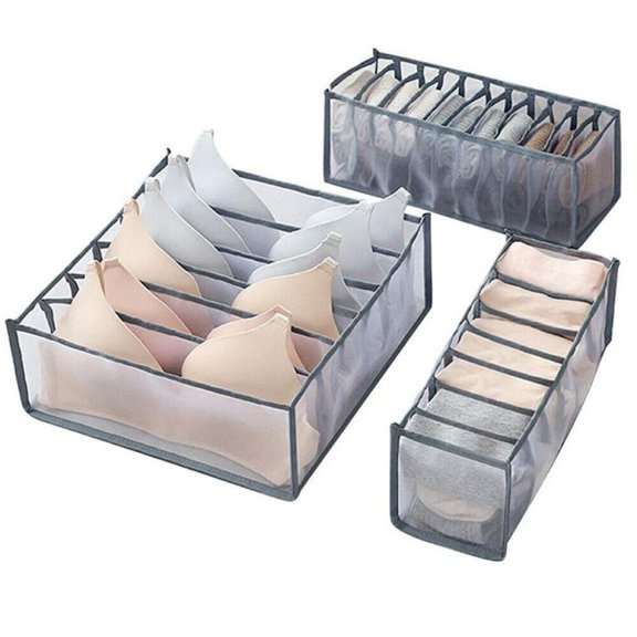 FNNMNNR Storage Box 3pcs Folding Drawer Storage Box Compartmental Wardrobe Storage Box Suitable For Underwear Bras And Socks