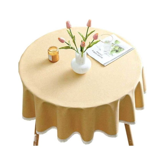 FNNMNNR Table Cloth Home Hotel Dining Decor Picnic Oil-proof Waterproof Tables Cover Cotton Linen Round Shape Tablecloths Supplies Blue