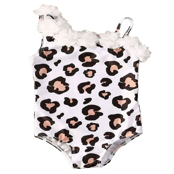 FNNMNNR Toddler Baby Girls One-piece Swimsuit Leopard Print Off Shoulder Swimwear Sunflower 6-12 Months