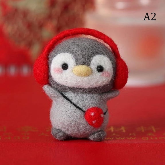 FNNMNNR Unfinished Felt Kit Penguin Wool Needle Felt Kit Package DIY Handmade Doll Toy