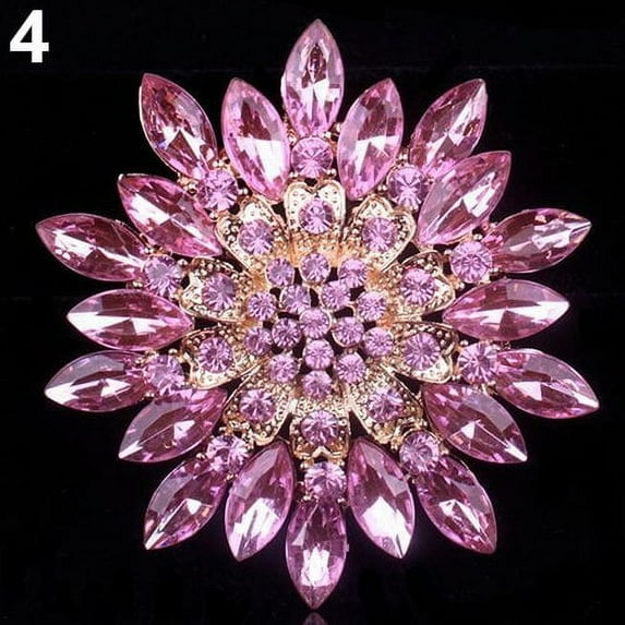 FNNMNNR Women Fashion Shiny Alloy Rhinestone Flower Wedding Bridal Bouquet Brooch Pin
