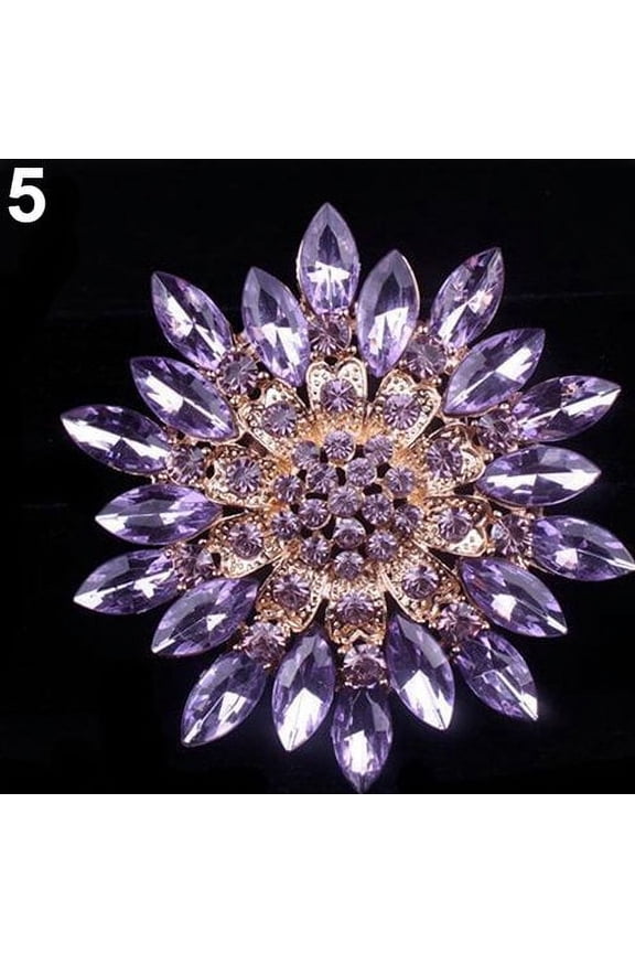 Women Fashion Shiny Alloy Rhinestone Flower Wedding Bridal Bouquet Brooch Pin