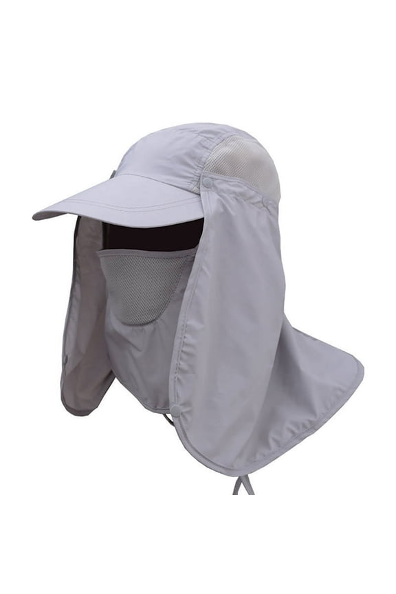 Women & Men Outdoor Sun Hat UV Protection Fishing Hiking Caps with Face Neck Flap Cover UPF 50+ Outdoor Sportswear Accessories Light Grey