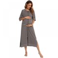 thumbnail image 1 of FNNMNNR Women Round Neck Nightgown Short Sleeve Zipper Sleepwear Summer Large Size Casual Nightdress, 1 of 7