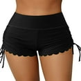 thumbnail image 1 of FNNMNNR Women Swim Shorts High Waist Drawstring Wavy Hem Solid Summer Bathing Surfing Yoga Sport Bottoms, 1 of 5
