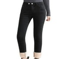 thumbnail image 1 of FNNMNNR Women Winter Warm Fleece Lined Thick Jeans Plus Size High Waisted Stretchy Skinny Thermal Jeggings Denim Pants Black 26, 1 of 6