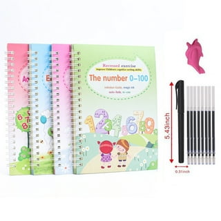 BYFWH 5Pcs Medium Size Magic Practice Copybook for Kids,Handwriting  Practice Grooves Design,​Magic Ink Copybooks for 3-8 Kids,Reusable  Handwriting