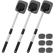 FNOCHY Upgraded Windshield Cleaning Tool, Expandable Car Window Cleaner Inside with Reusable Microfiber Pads, Multifunctional Auto Interior Windshield Cleaning Wand Glass Tool