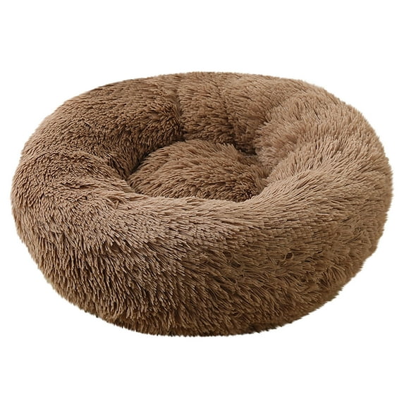 FNOCHY WINTER Calming Dog Beds for Small Medium Large Dogs - Round Donut Machine Washable Dog Bed, Anti-Slip Faux Fur Fluffy Donut Cuddler Cat Bed, Multiple Sizes XS-XXL