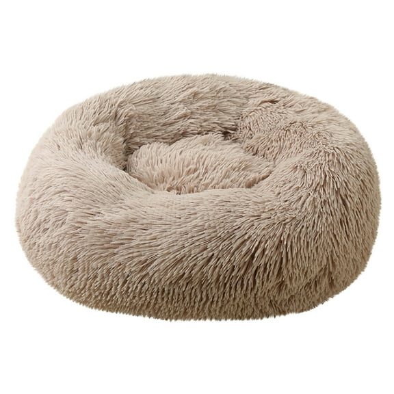 FNOCHY WINTER Calming Dog Beds for Small Medium Large Dogs - Round Donut Machine Washable Dog Bed, Anti-Slip Faux Fur Fluffy Donut Cuddler Cat Bed, Multiple Sizes XS-XXL