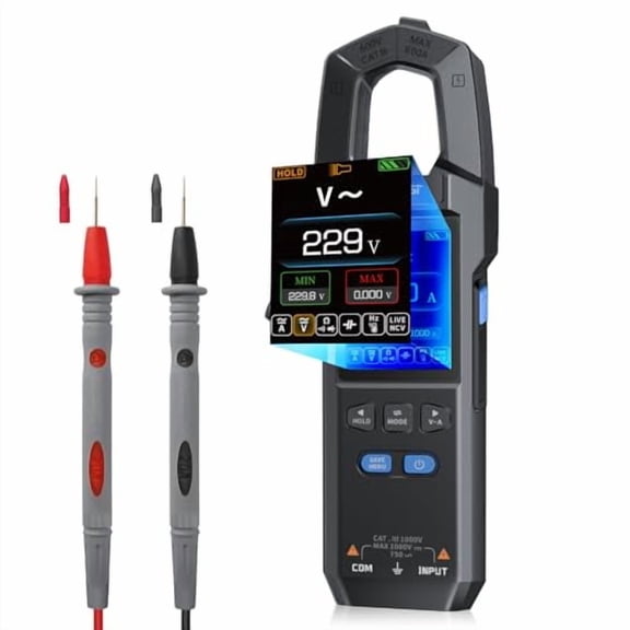 FNRSI DMC-100 Digital Clamp Meter Multimeter 10000 Counts for AC/DC Current/Voltage/Diode/Resistance/Capacitor/Continuity/Temperature/Frequency/Zero Live Wire/NCV Test with Flashlight Blacklight