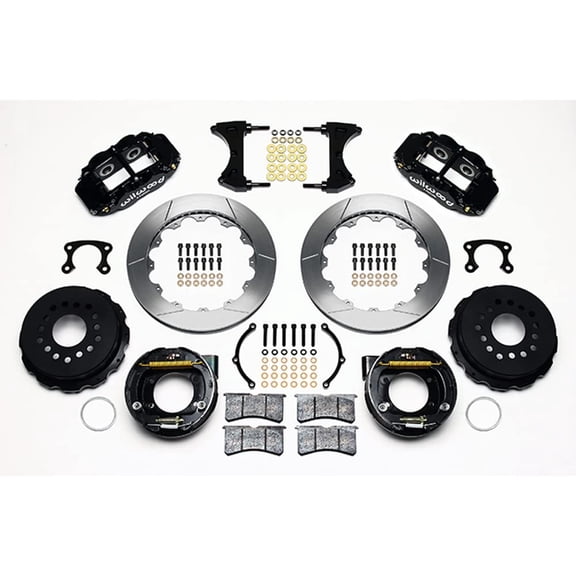 WILWOOD 140-9222 FNSL4R Rear 12.88" Big Brake Kit, Black, For Mopar/Dana 2.36" Offser, w/Snap Ring Bearing
