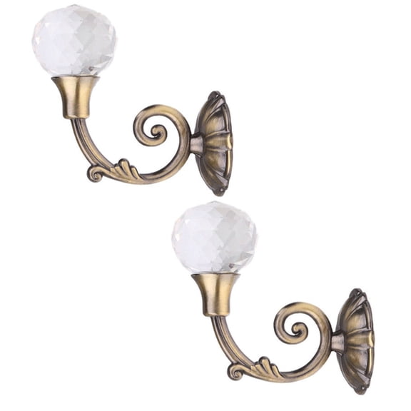 FNYOXU Curtains Tiebacks,2x Large Metal Crystal Glass Curtain Holdback Wall Tie Back Hooks Hanger