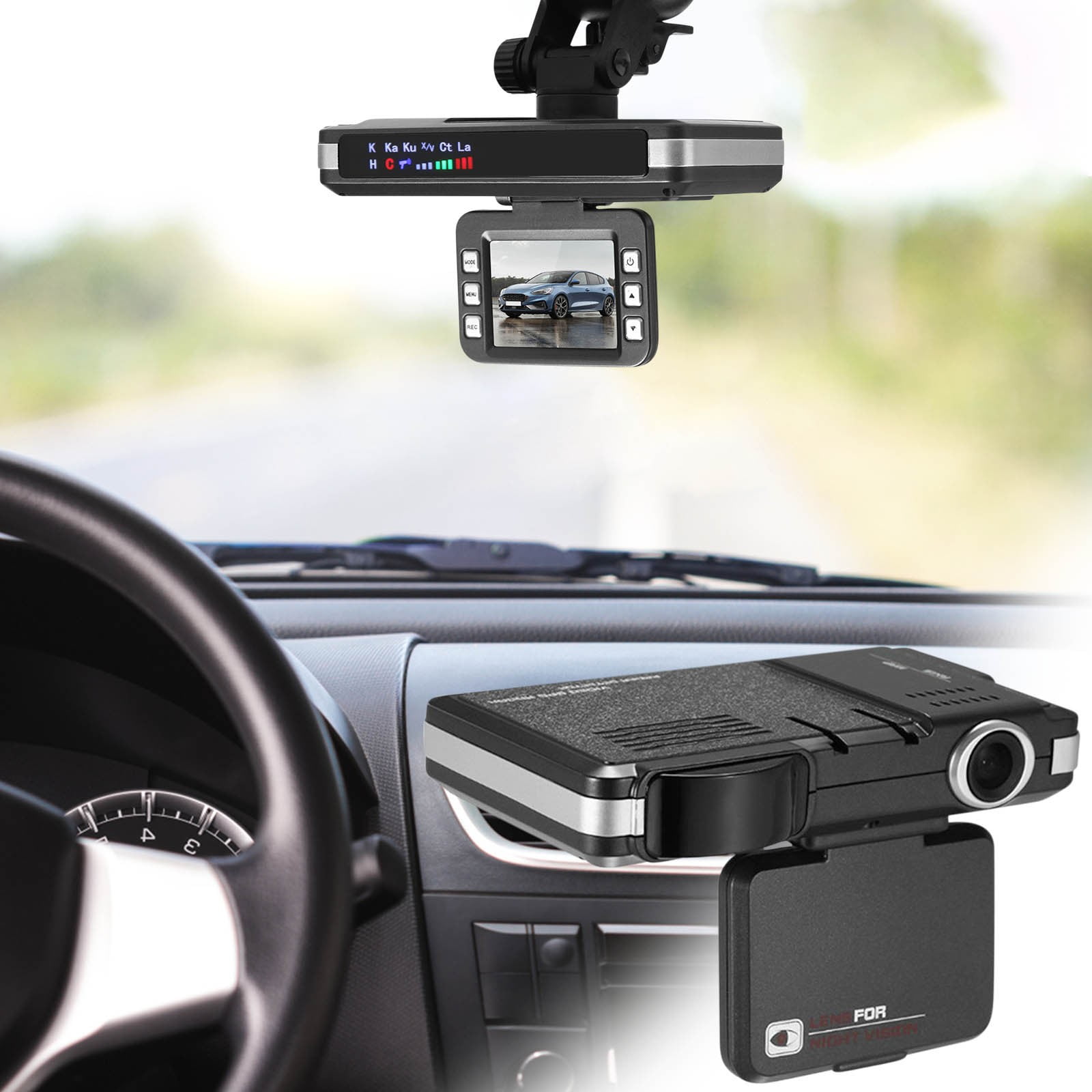 FNYOXU Dash Cam Camera for Cars, Car DVR 2 in 1 Dash Cam Radars Speed