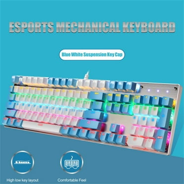 FNYOXU Mechanical Gaming Keyboard RGB LED Backlit Wired Keyboard with Blue Switches for Gaming PC 104 Keys