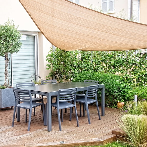 FNYOXU Sun Shade Sail Rectangle, 13.1"x6.5"FT Sun Shades Outdoor Patio Waterproof Canopy Outdoor Garden Patio Party Sunscreen Awning Canopy 98% UV Block with Free Rope, Khaki