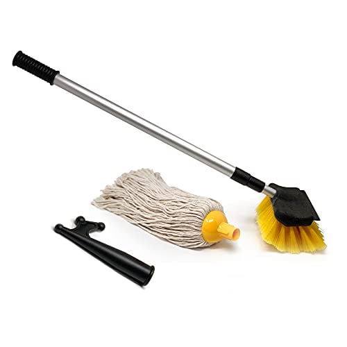 FO4264 Boat Deck Brush, Deluxe Soft Brush, Mop And Hook, Aluminum