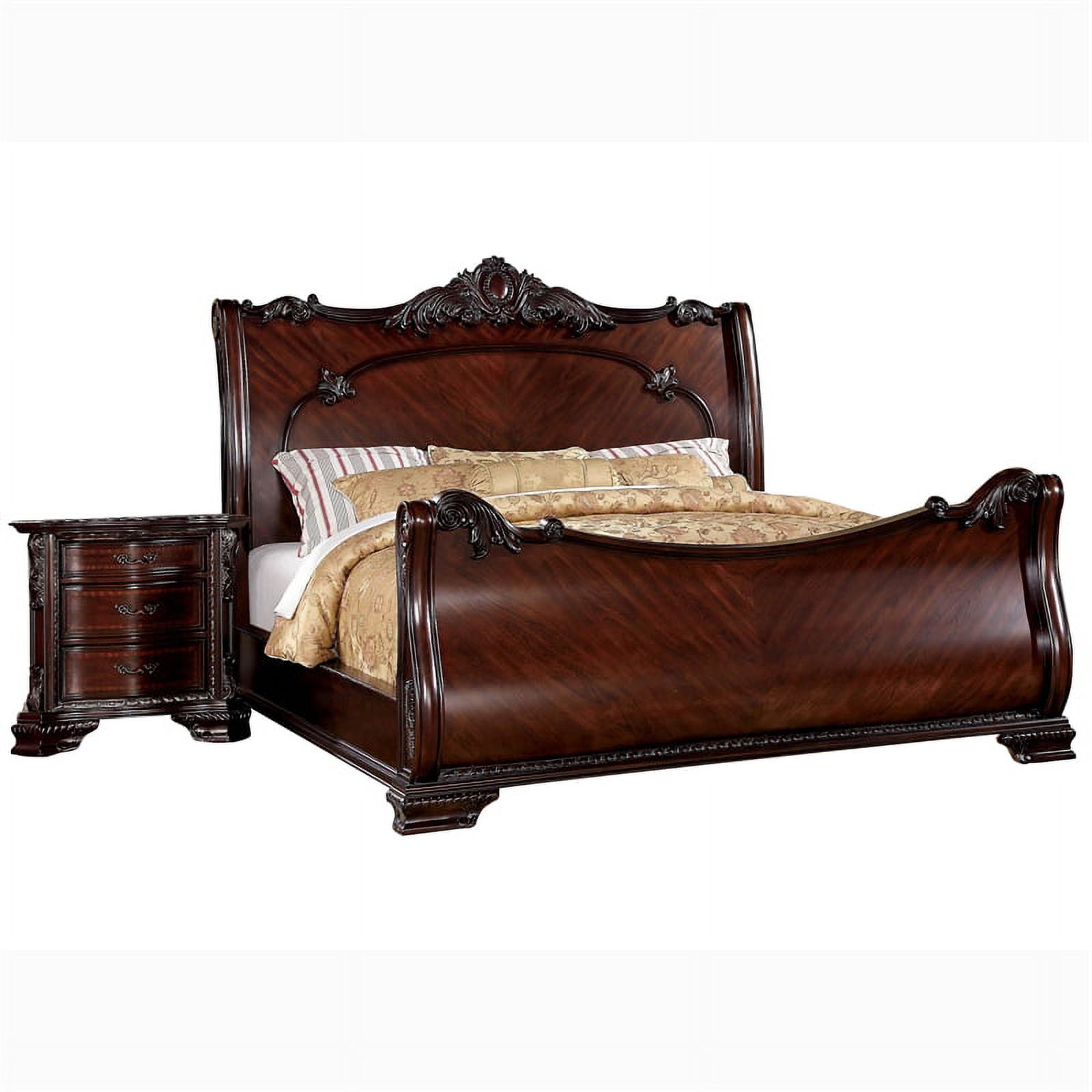 FOA Angelonia 2pc Cherry Solid Wood Bedroom Set - Queen + Nightstand ...