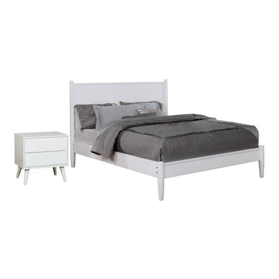 FOA Belkor 2-Piece White Solid Wood Bedroom Set - King + Nightstand