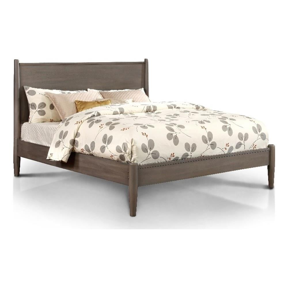 FOA Belkor Solid Wood Full Platform Bed with 12" Memory Foam Mattress in Gray