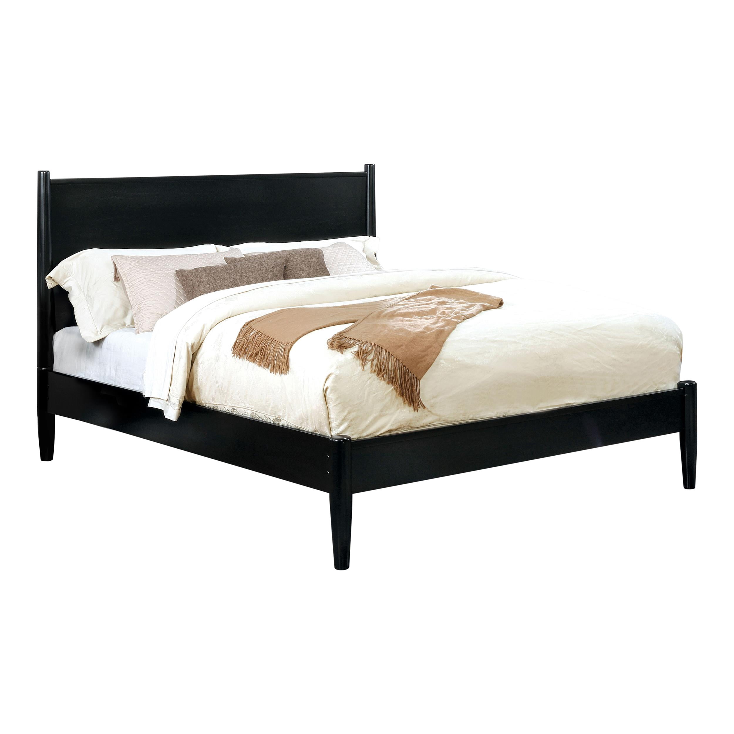 FOA Belkor Solid Wood Queen Platform Bed with 8" Memory Foam Mattress in Black