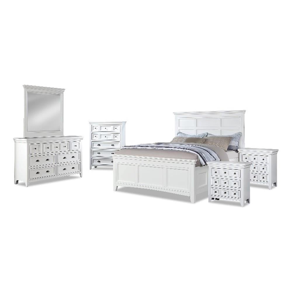 FOA Ender 6pc White Wood Bedroom Set - Full+ 2 Nightstands+Chest ...