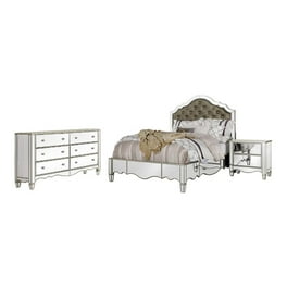 Traditional Antique Dark Oak Solid Wood CAL Bedroom Set 3pcs