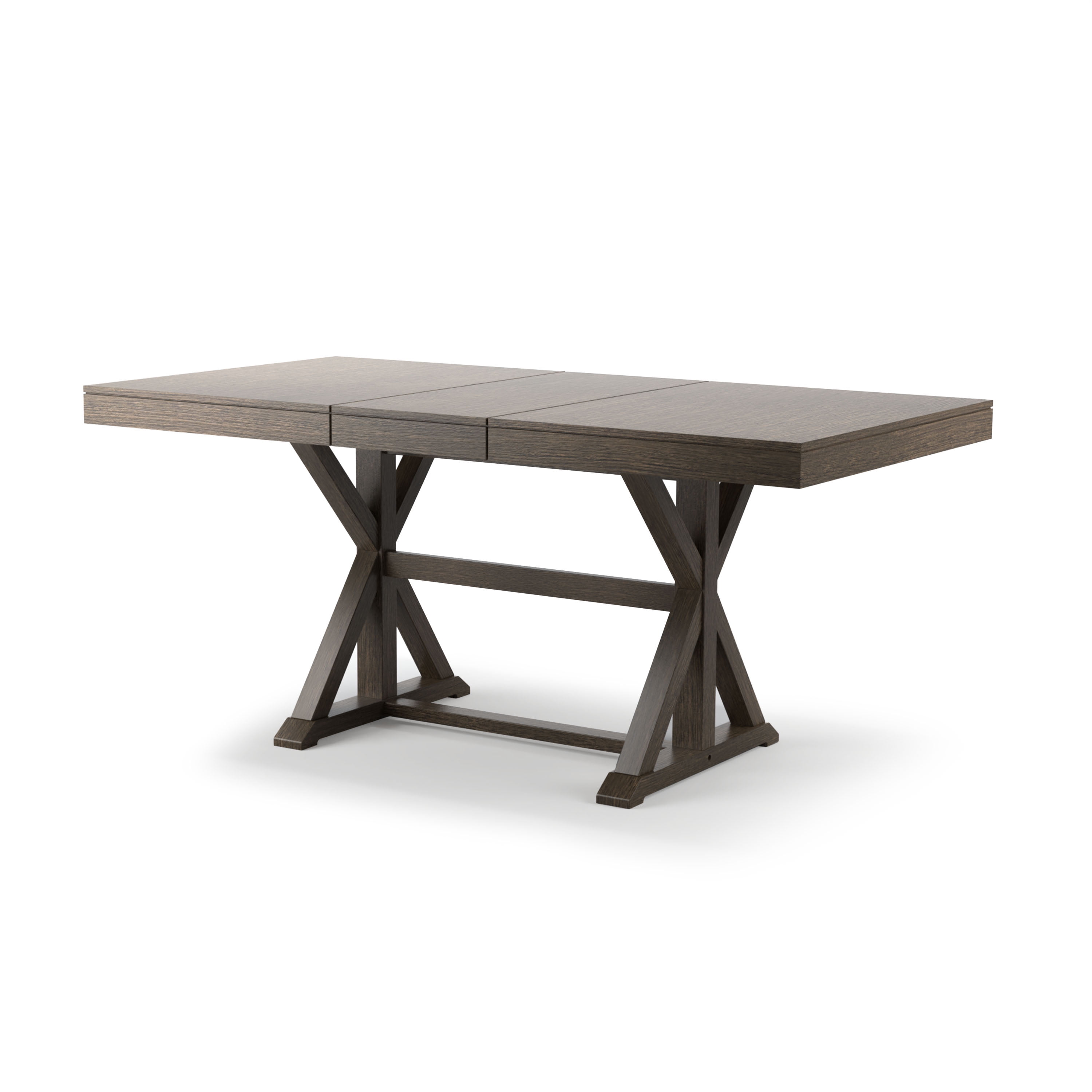 Gray Solid Wood Extendable Trestle Dining Table, Seats 8