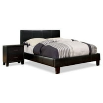 FOA Ramone 2pc Espresso Faux Leather Bedroom Set - Cal King   Nightstand