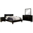thumbnail image 1 of FOA Ramone 4pc Espresso Faux Leather Bed Set - Twin+Nightstand+Dresser+Mirror, 1 of 4