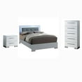 thumbnail image 1 of FOA Rayland 3pc Glossy White Wood Bedroom Set - King + Nightstand + Chest, 1 of 15