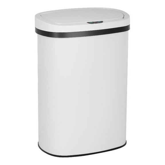 FOA Rena 13 Gallon Stainless Steel Motion Sensor Automatic Trash Can in White